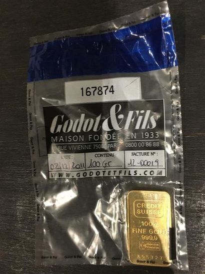 Lingotin de 100g n°195727. Sous sachet scellé...