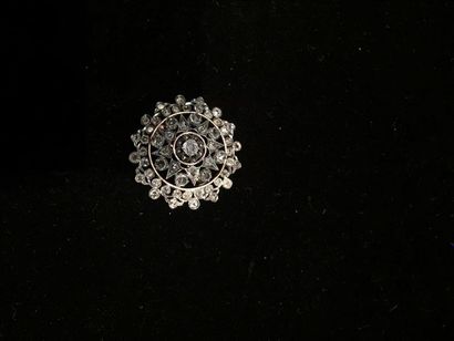 Pendentif rosace en or et argent serti d'un...