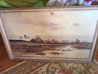E. LEMAITRE.
Paysage à l'étang et au canard....