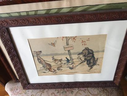 [Chasse] Trois gravures encadrées, deux par...