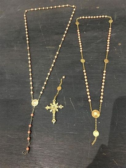 Chapelet-Reliquaire en métal et boules de...