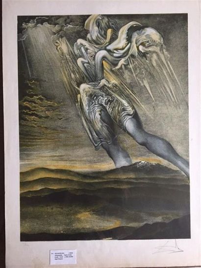 Salvador DALI (1904-1989), d'après.
L'ange.
Lithographie...
