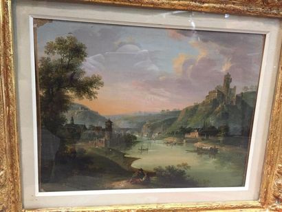 Ecole ITALIENNE du XVIIIe siècle.
Paysage...