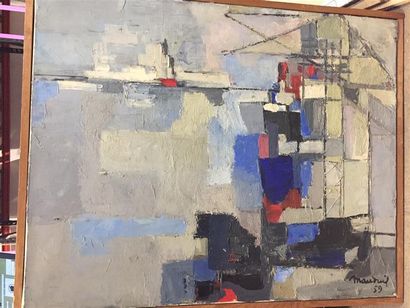Henri MAUDUIT (1917-?).
Composition cubique.
Huile...