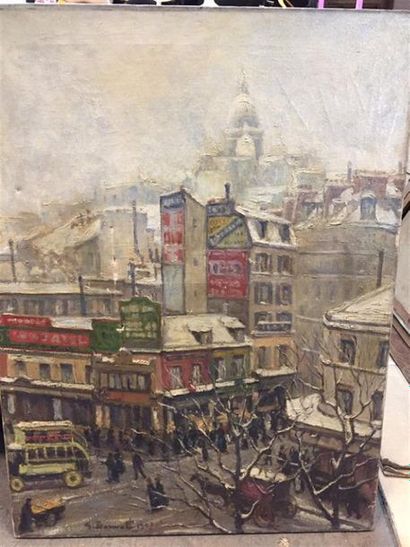 ECOLE MODERNE. 
Rue de paris. 
Huile sur...