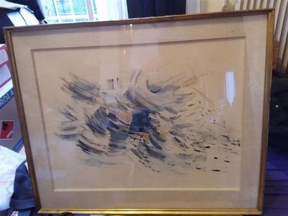 Pierre HUMBERT. 
Composition en bleu et noir....