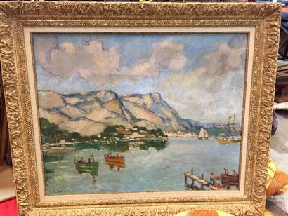 André WILDER (1871-1965). 
Bord de mer. 
Huile...