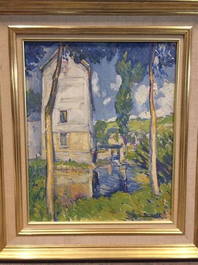 Henri PACQUET. 
Vue d'un moulin. 
Huile sur...