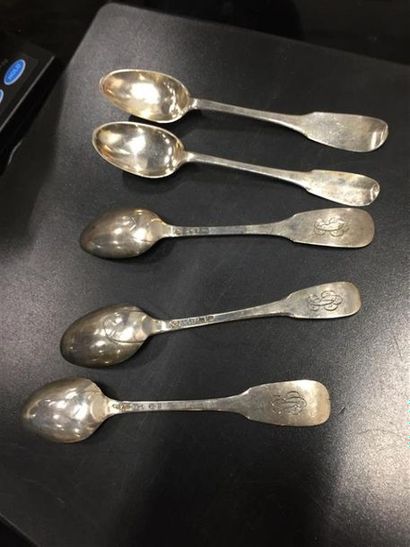5 petite cuillère en argent, modèle uniplat,...