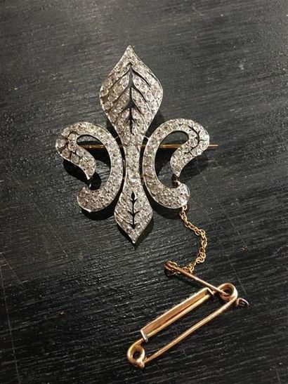 Broche Lys en or jaune 18K (750 millièmes)...