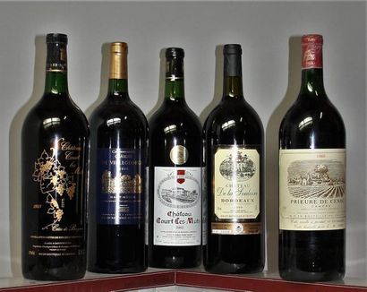 LOT DE 5 MAGNUMS VINS ROUGES DIVERS FRANCE...