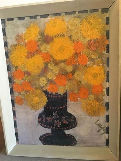 Leyly MATINE-DAFTARY (1937-2007), dit LEYLY.
Flowers.
Acrylique...