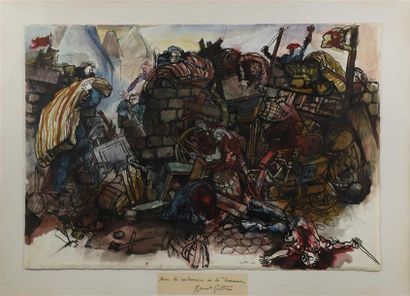 Renato GUTTUSO (1911-1987).
Barricades.
Technique...