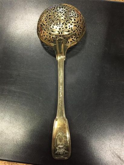 CUILLÈRE À SUCRE en argent anciennement doré...