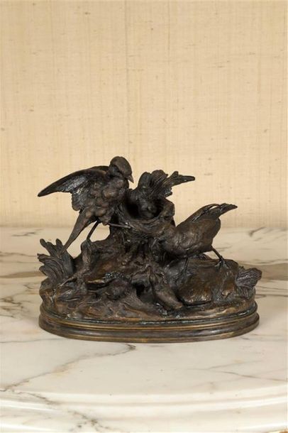 Jules MOIGNIEZ (1835-1894). 
Oiseaux autour...