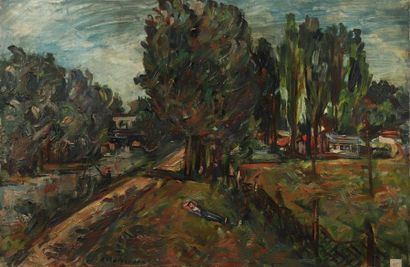 B. CHATZMAN ?
Homme allongé dans un paysage.
Toile...
