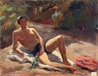 Paul-Jacob HIANS (1884-1967).
Baigneur.
Huile...