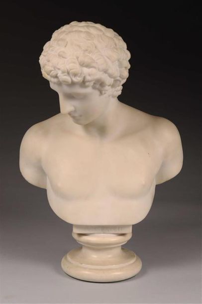 SCULPTURE en marbre blanc de Carrare représentant...