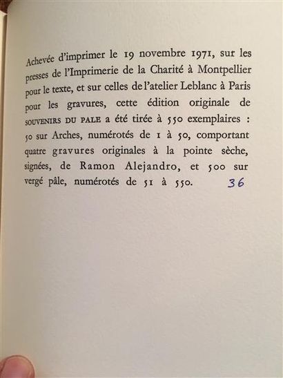 ALEJANDRO. NOËL (Bernard). Souvenirs du pâle....