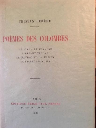 DERÈME (Tristan). L'enlèvement sans clair...