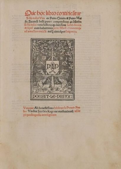 [Post-incunable]. SILIUS ITALICUS (Tiberius...