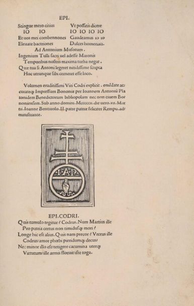 [Post-incunable]. [URSEO (Antonio)]. In hoc...