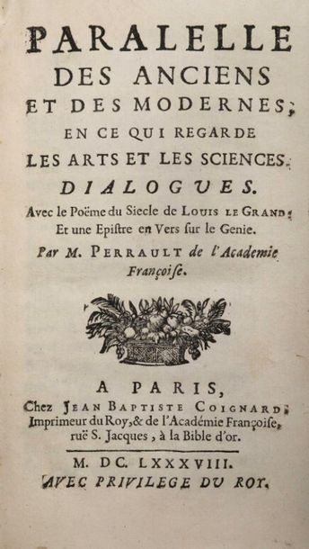 PERRAULT (Charles). Parallèle des anciens...