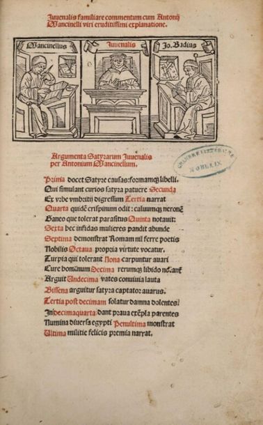 [Post-Incunable]. JUVENAL. Juvenalis familiare...
