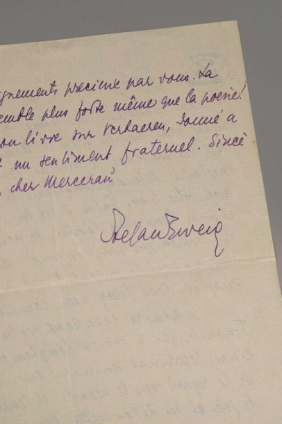 ZWEIG (Stefan). Ensemble d'une lettre autographe...