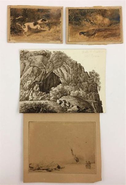 Ensemble de treize dessins représentant des...