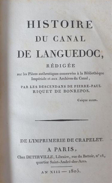 Histoire du Canal du Languedoc, 1805, un...