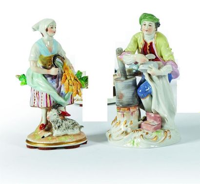 ALLEMAGNE, Dresde. Deux figures en porcelaine...