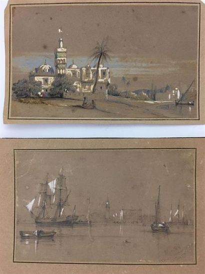 Ensemble de vingt-deux gravures et dessins...