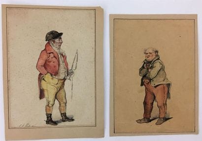 Ensemble de vingt-deux gravures et dessins...