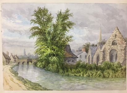 Ensemble de vingt-deux gravures et dessins...