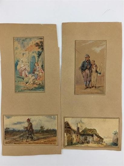 Ensemble de douze dessins représentant des...