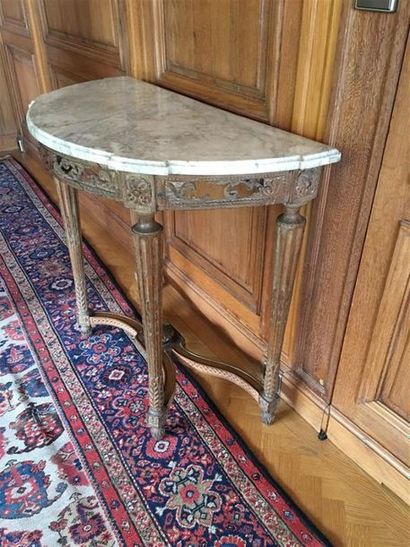 Petite console demi-lune en chêne naturel...