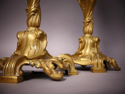 Paire de flambeaux de forme mouvementée en...