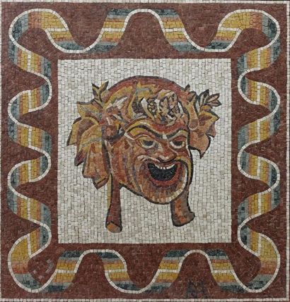 Plaque en mosaïque représentant une tête...