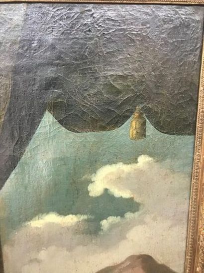 Un petit trumeau en bois doré à décor en...