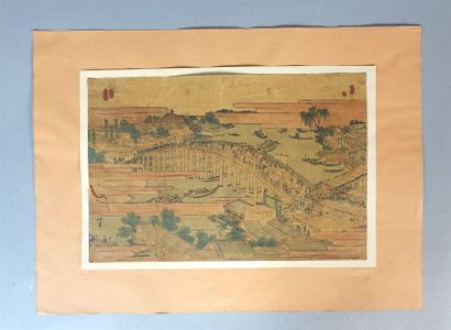 Japon. Cinq estampes Dont Hokusai, Kunisada,...