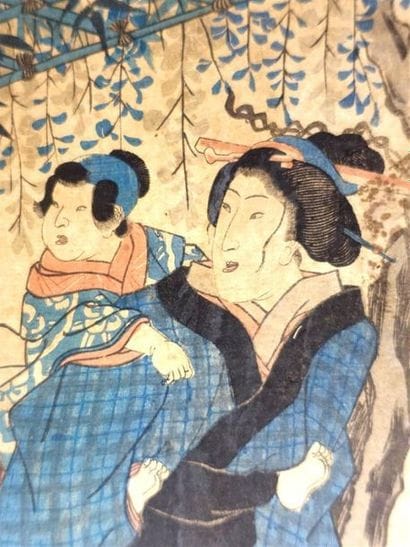 Japon. Cinq estampes Dont Hokusai, Kunisada,...