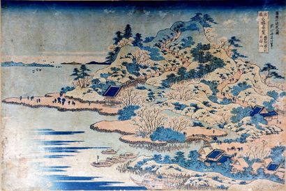 Japon. Cinq estampes Dont Hokusai, Kunisada,...