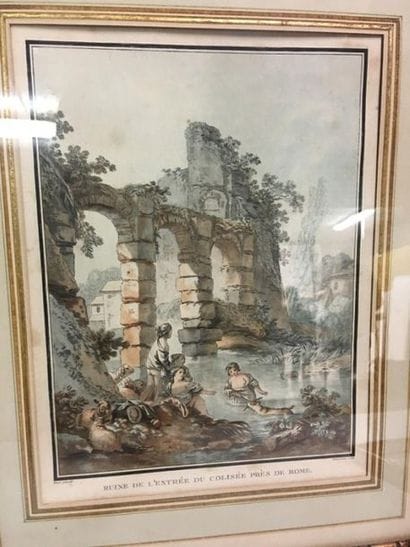 Paire de gravures d'après HUET par DEMARTEAU....