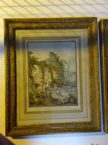 Paire de gravures d'après HUET par DEMARTEAU....