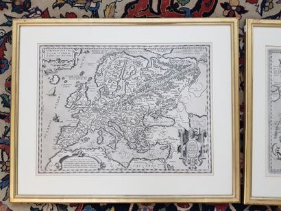 Ensemble de 7 cartes d'Europe encadrées
(comportent...