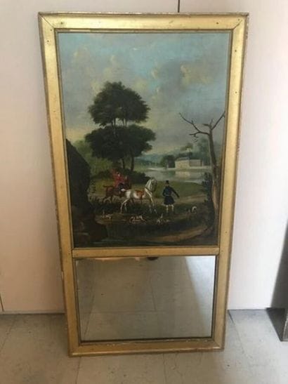 Un petit trumeau à décor de scène de chasse...