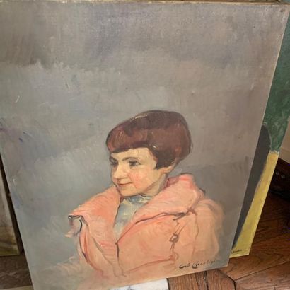 3 huiles sur toiles représentant des portraits...