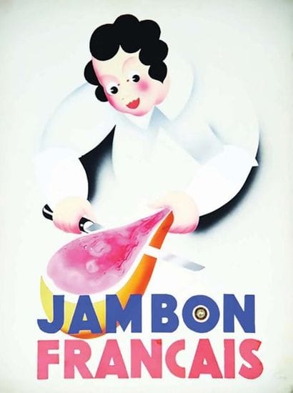 Jambon Français gouache signée René Ravo...