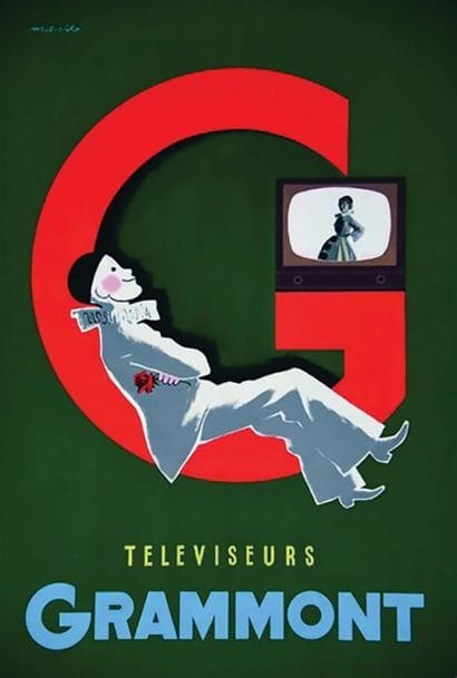 Téléviseur Grammont gouache signée Mitschke...